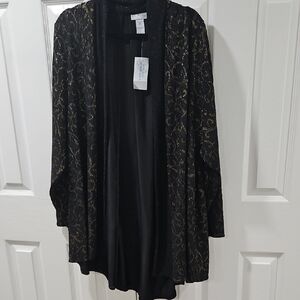 Catherines Black and Gold Floral Cardigan Sweater